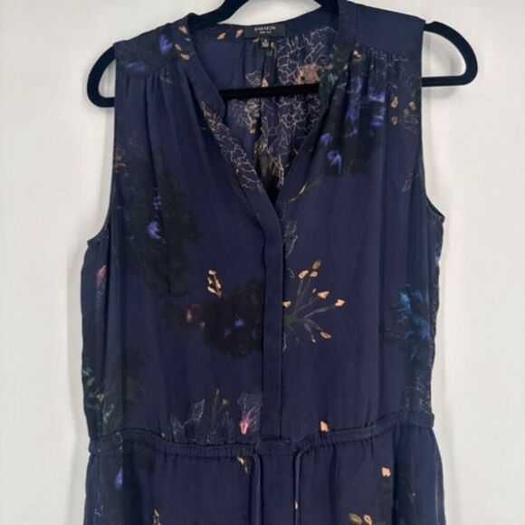 Babaton Aritzia Women's Floral Silk Benedict Sleeveless Shirt Dress Navy Medium - Picture 7 of 13